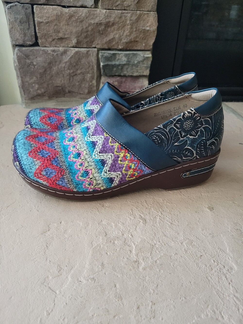 L'artiste Zagabank Springstep Leather and Multicolored Clogs Size EU 40/US 9